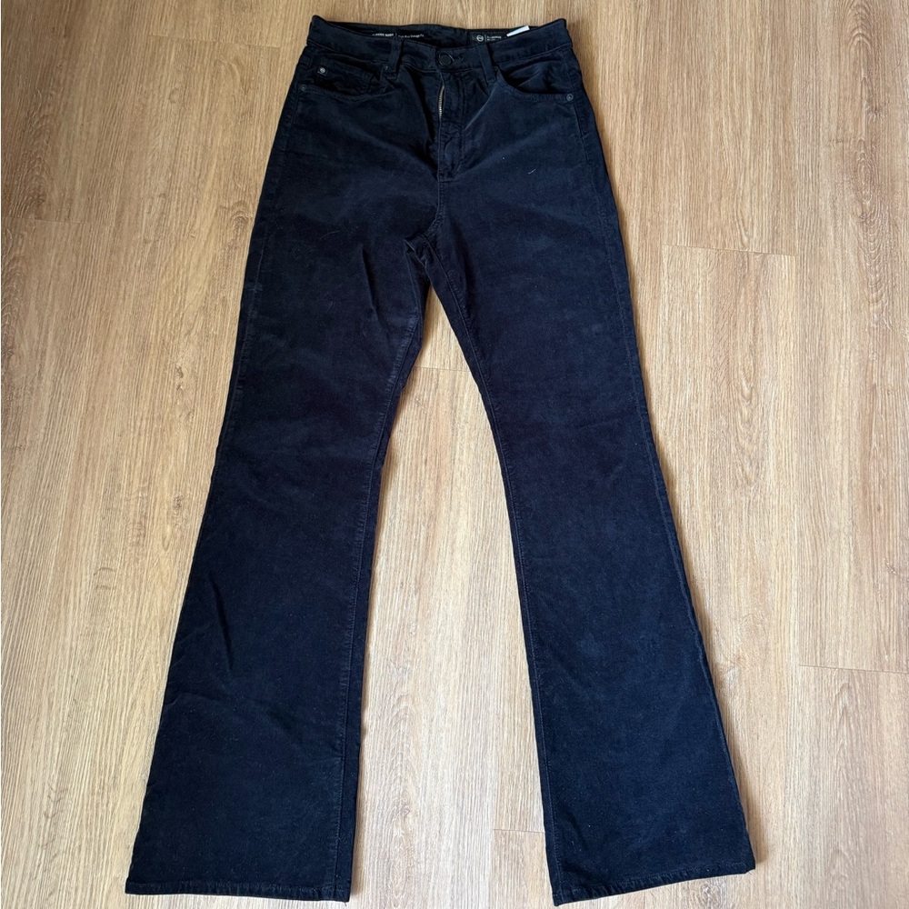 AG Adriano Goldschmied Black Velvet Flare Pants